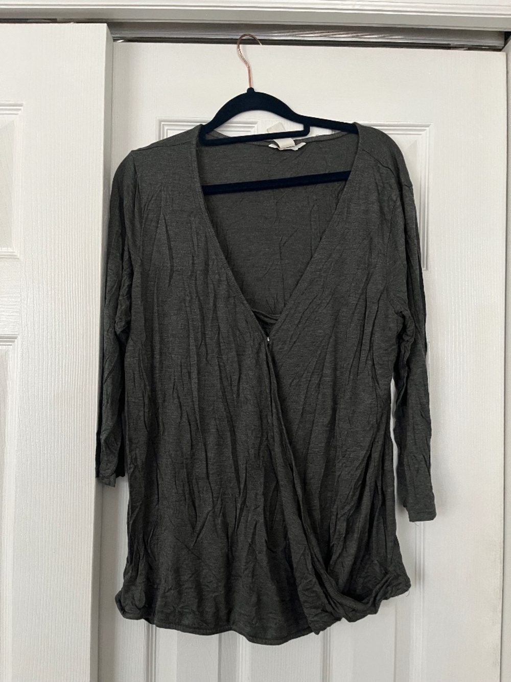 Grey maternity blouse, long sleeve